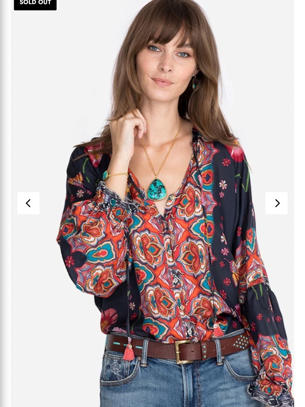 Johnny Was Black Floral & Geometric Boho Tunic